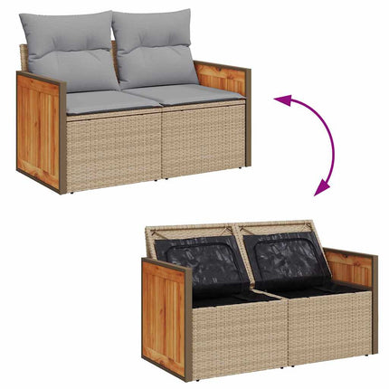 Trädgårdsoffset med kudde 18 pcs Beige och Ljusgrå konstrotting