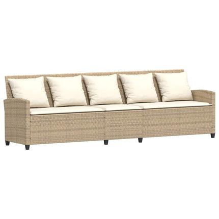 Trädgårdssoffa med dynor beige konstrotting