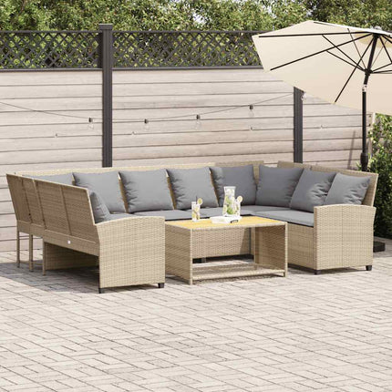 Trädgårdssoffa med dynor beige konstrotting