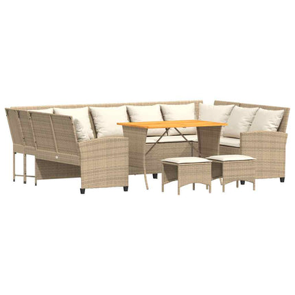 Soffgrupp för trädgård med dynor 4 delar beige konstrotting