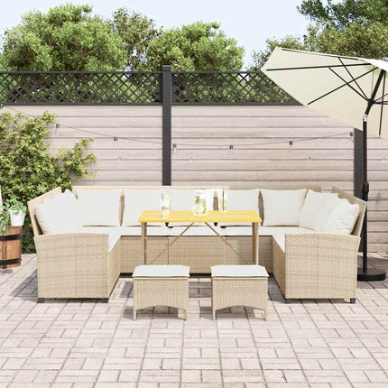 Soffgrupp för trädgård med dynor 4 delar beige konstrotting