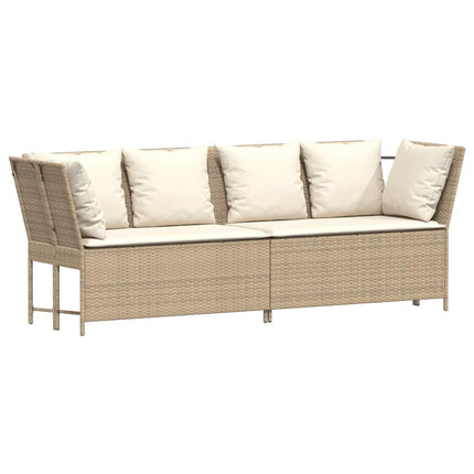 Soffgrupp för trädgård med dynor 4 delar beige konstrotting