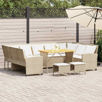 Soffgrupp för trädgård med dynor 4 delar beige konstrotting