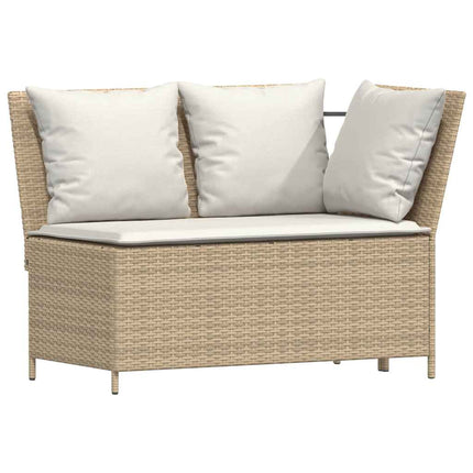 Soffgrupp för trädgården 3 delar med dynor beige konstrotting