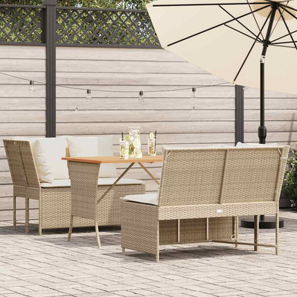 Soffgrupp för trädgården 3 delar med dynor beige konstrotting