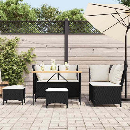 Loungegrupp för trädgården med dynor 5 delar svart konstrotting