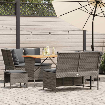 Loungegrupp för trädgården med dynor 5 delar konstrotting grå