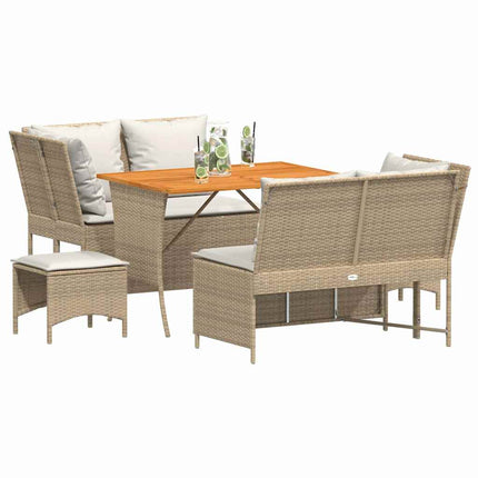 Soffgrupp för trädgården med dynor 5 delar beige konstrotting
