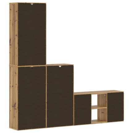 4-Delad Tv-Möbel Med Förvaring "Odda" Massiv Furu