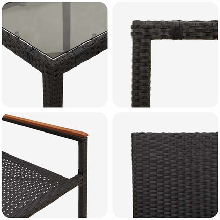 Trädgårdsmöbelset 3 pcs Svart konstrotting
