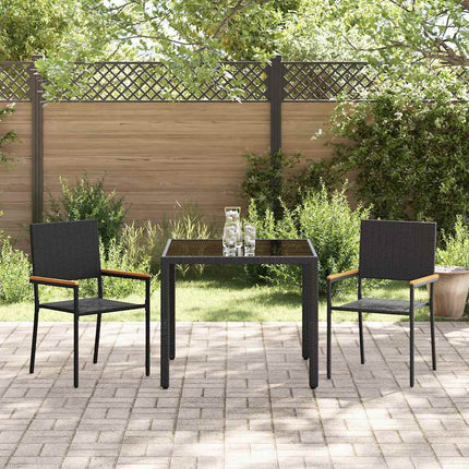 Trädgårdsmöbelset 3 pcs Svart konstrotting