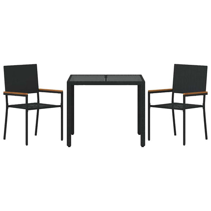 Trädgårdsmöbelset 3 pcs Svart konstrotting