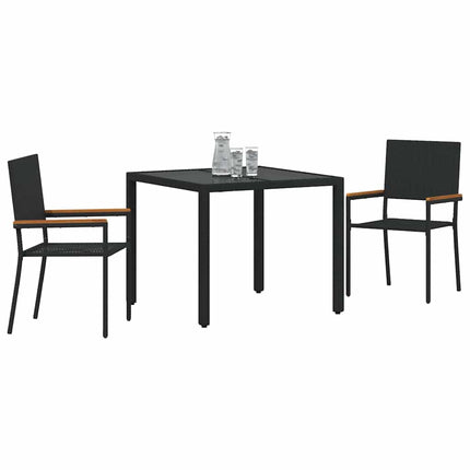 Trädgårdsmöbelset 3 pcs Svart konstrotting