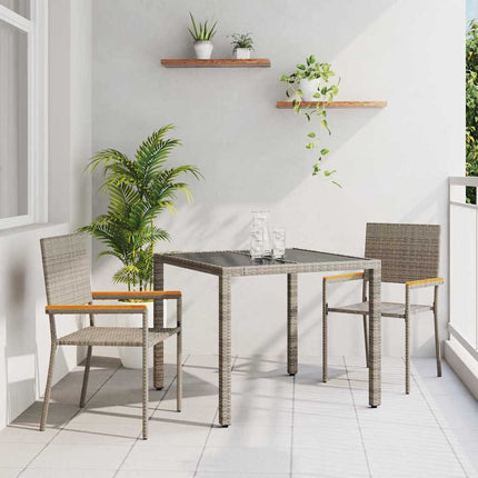 Trädgårdsmöbelset 3 pcs Grå konstrotting