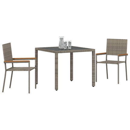 Trädgårdsmöbelset 3 pcs Grå konstrotting