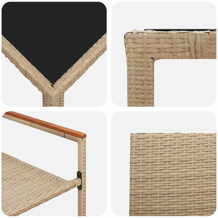 Trädgårdsmöbelset 3 pcs Beige konstrotting