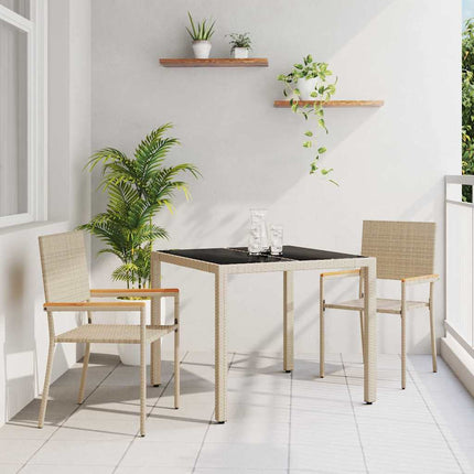 Trädgårdsmöbelset 3 st Beige konstrotting