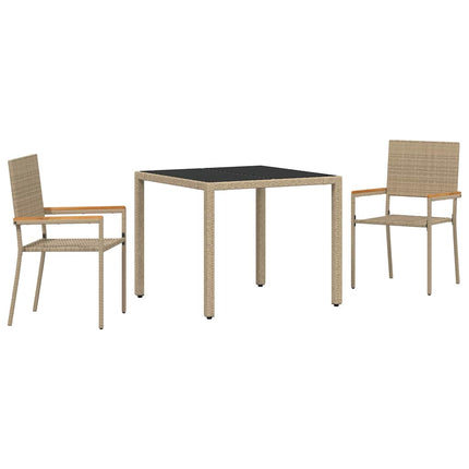 Trädgårdsmöbelset 3 pcs Beige konstrotting