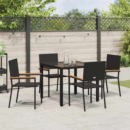 Trädgårdsmöbelset 5 pcs Svart konstrotting