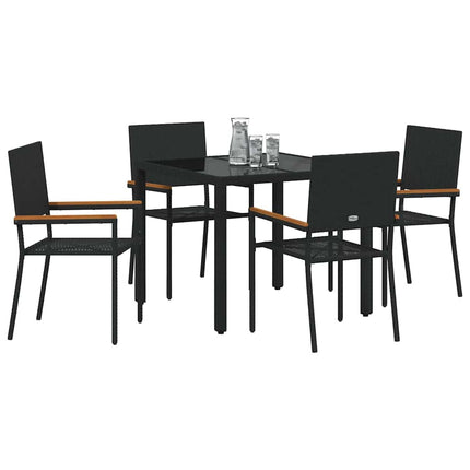 Trädgårdsmöbelset 5 pcs Svart konstrotting