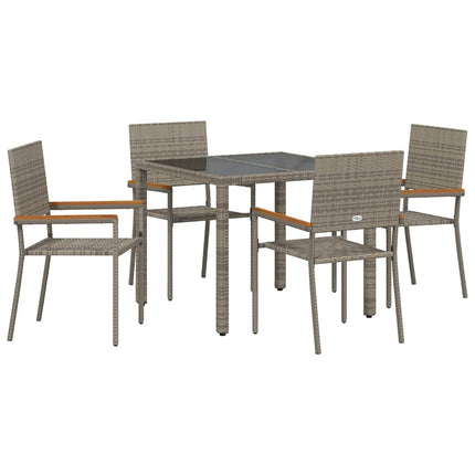 Trädgårdsmöbelset 5 pcs Grå konstrotting