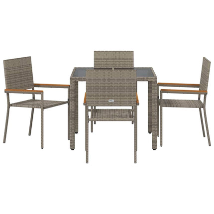 Trädgårdsmöbelset 5 pcs Grå konstrotting