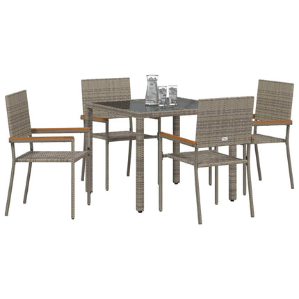 Trädgårdsmöbelset 5 pcs Grå konstrotting