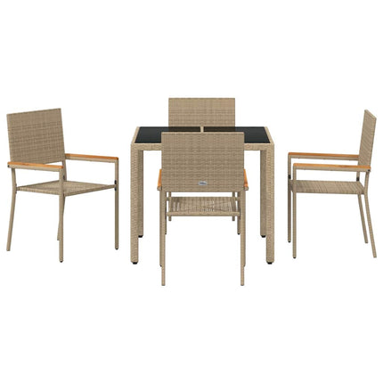 Trädgårdsmöbelset 5 st Beige konstrotting