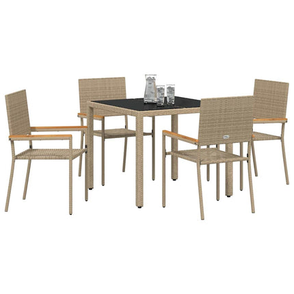 Trädgårdsmöbelset 5 st Beige konstrotting