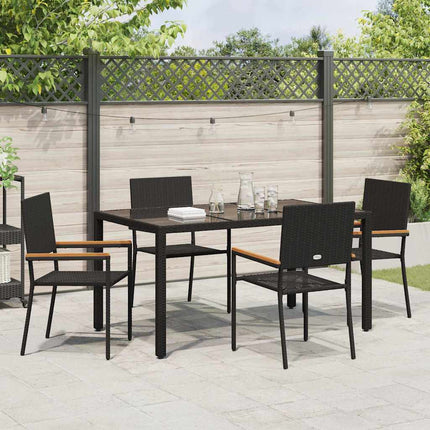 Trädgårdsmöbelset 5 pcs Svart konstrotting