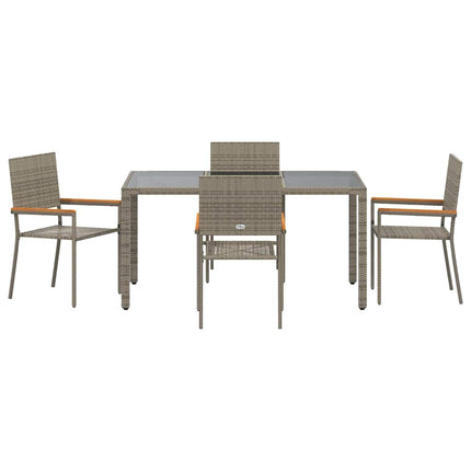 Trädgårdsmöbelset 5 pcs Grå konstrotting
