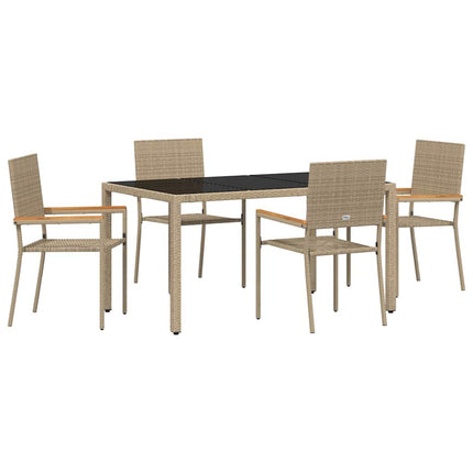 Trädgårdsmöbelset 5 st Beige konstrotting