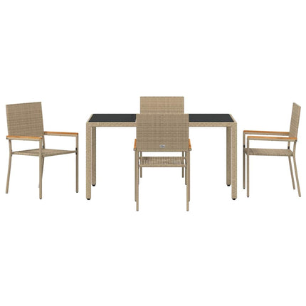 Trädgårdsmöbelset 5 pcs Beige konstrotting