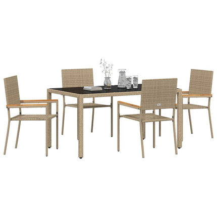 Trädgårdsmöbelset 5 st Beige konstrotting