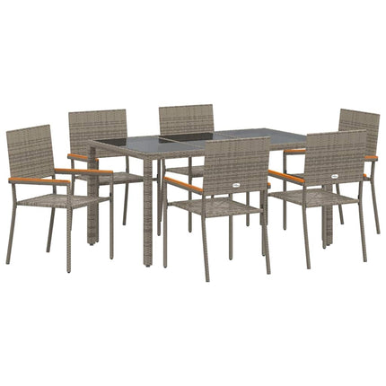 Trädgårdsmöbelset 7 pcs Grå konstrotting