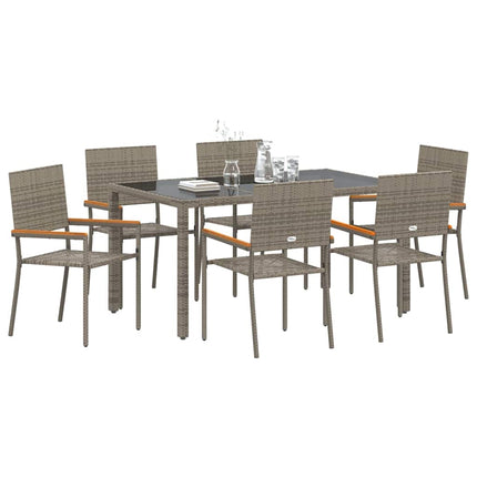Trädgårdsmöbelset 7 pcs Grå konstrotting