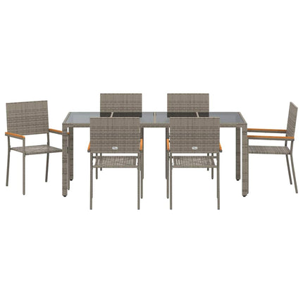 Trädgårdsmöbelset 7 pcs Grå konstrotting