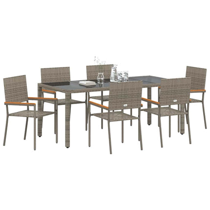 Trädgårdsmöbelset 7 pcs Grå konstrotting