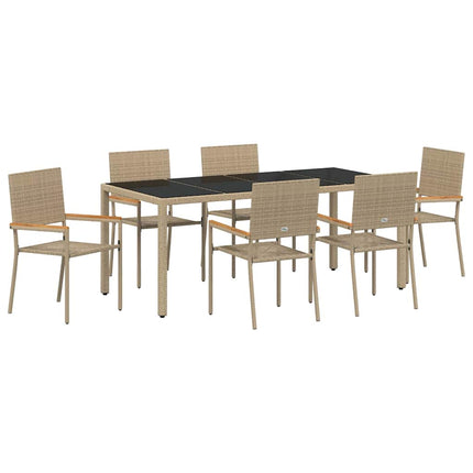 Trädgårdsmöbelset 7 st Beige konstrotting