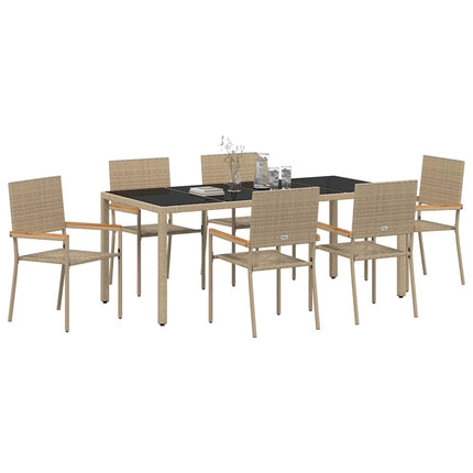 Trädgårdsmöbelset 7 st Beige konstrotting