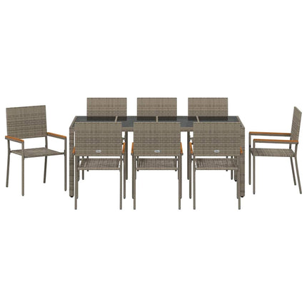 Trädgårdsmöbelset 9 pcs Grå konstrotting