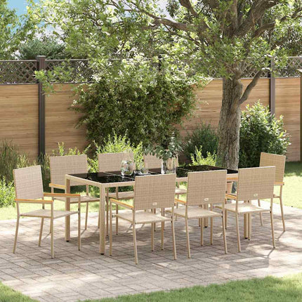 Trädgårdsmöbelset 9 st Beige konstrotting