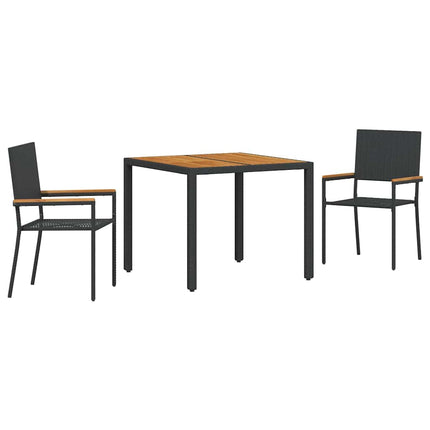 Trädgårdsmöbelset 3 pcs Svart konstrotting