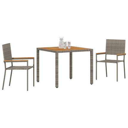 Trädgårdsmöbelset 3 pcs Grå konstrotting
