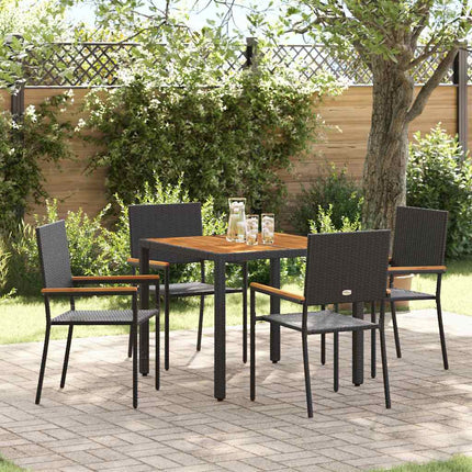 Trädgårdsmöbelset 5 pcs Svart konstrotting