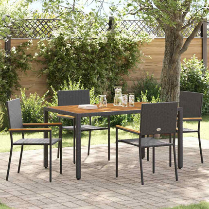 Trädgårdsmöbelset 5 pcs Svart konstrotting