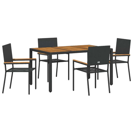 Trädgårdsmöbelset 5 pcs Svart konstrotting