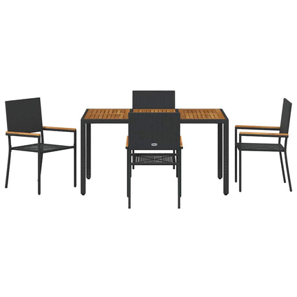 Trädgårdsmöbelset 5 pcs Svart konstrotting