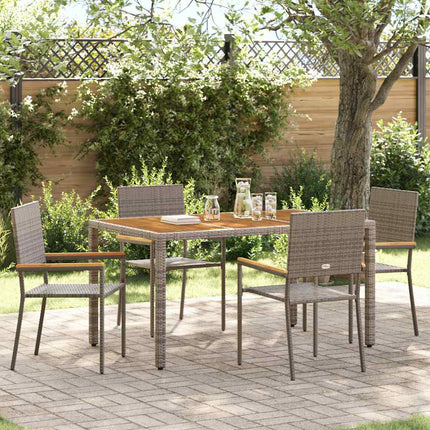 Trädgårdsmöbelset 5 pcs Grå konstrotting