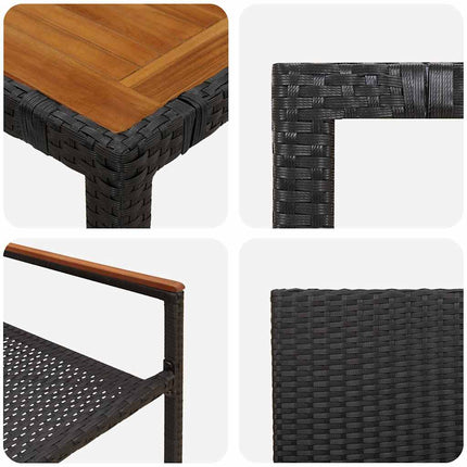 Trädgårdsmöbelset 7 pcs Svart konstrotting